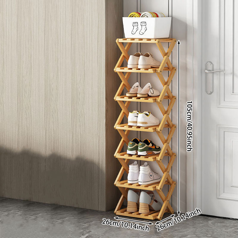 Wooden Collapsible Shoe Shelf