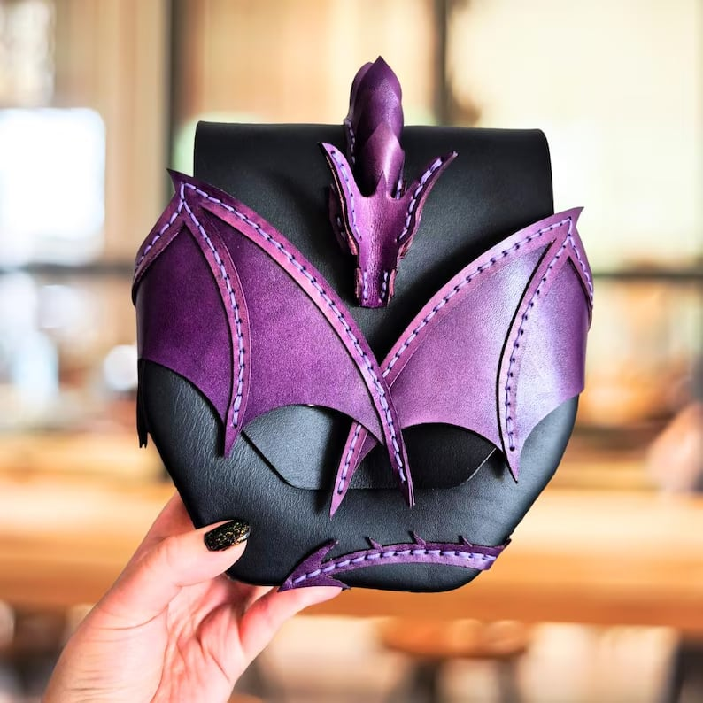Dragon Embrace Leather Shoulder Bag