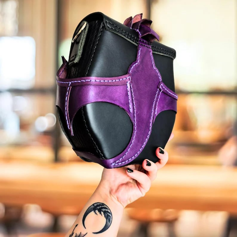 Dragon Embrace Leather Shoulder Bag