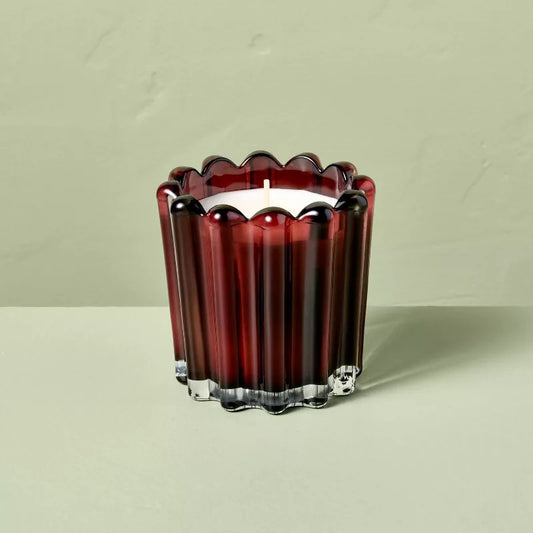 Autumn Spice Ribbed Glass Candle
