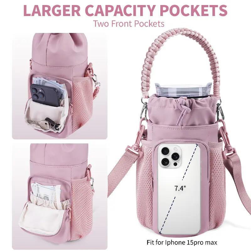Insulated Water Bottle Carrier – Crossbody Holder With Pocket & Strap