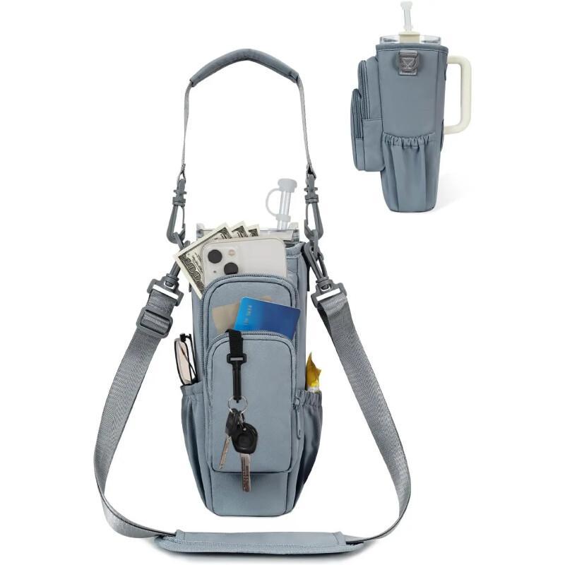 Insulated Water Bottle Carrier – Crossbody Holder With Pocket & Strap
