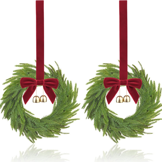 Christmas Wreath With Red Bow & Bells