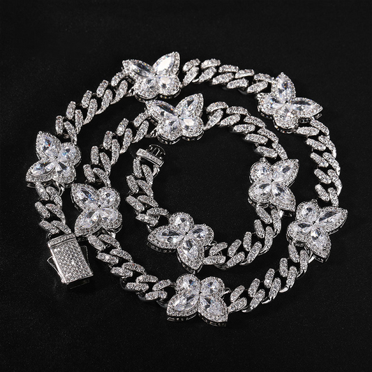 Sparkling Crystal Butterfly Chain Necklace