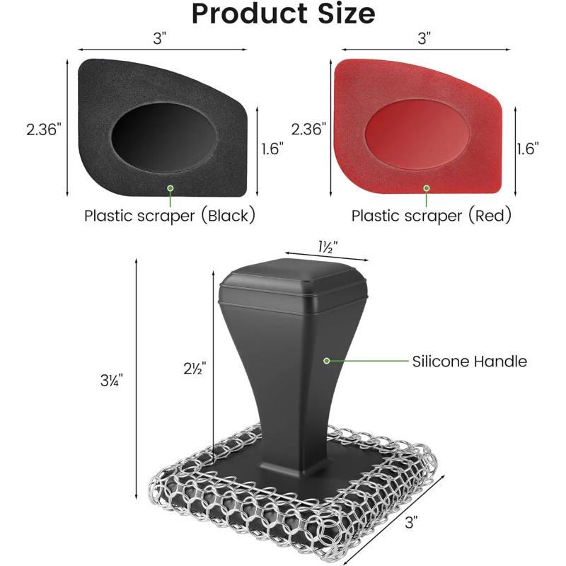 316L Chainmail Cast Iron Scrubber With Handle