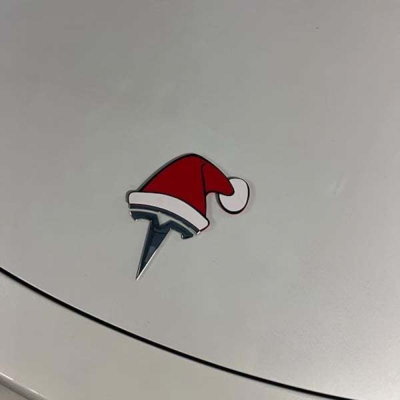 Santa Hat Overlay For Tesla Emblem, Reusable!