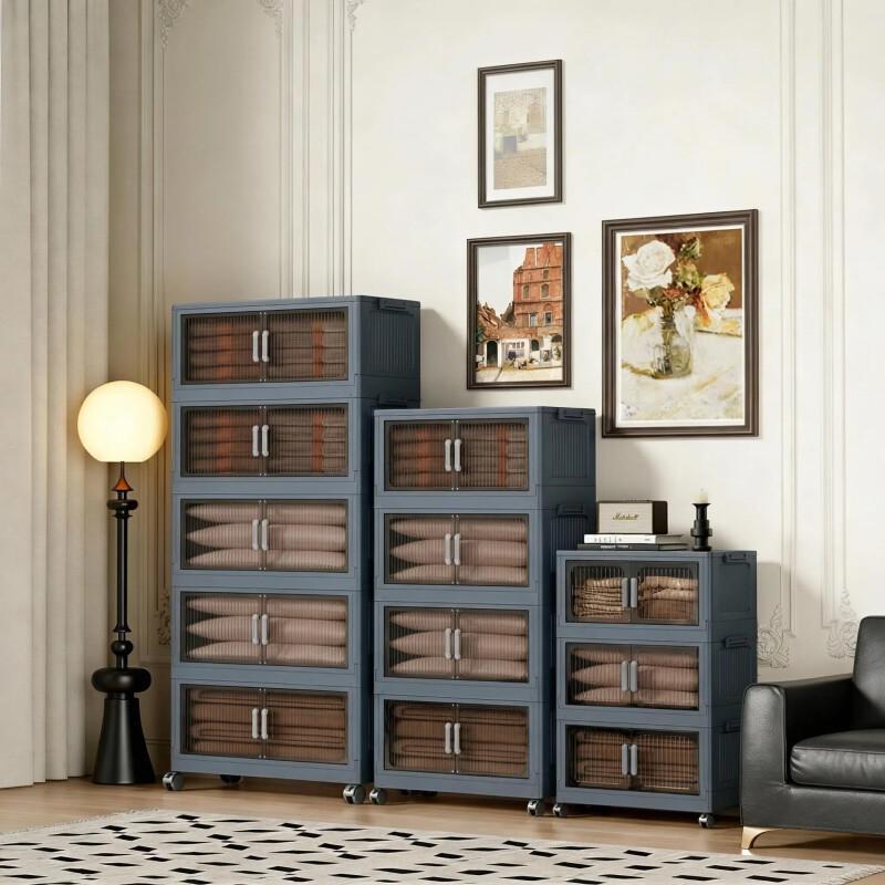 5-Tier Stackable Storage Bins – Collapsible Organizer With Wheels