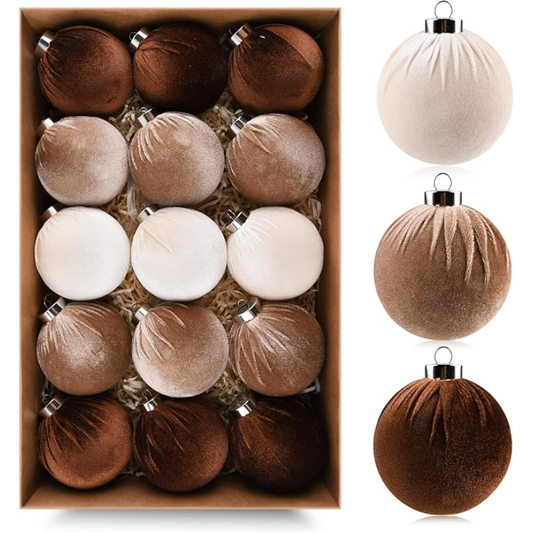 15-Piece Red Velvet Christmas Ball Ornament Set