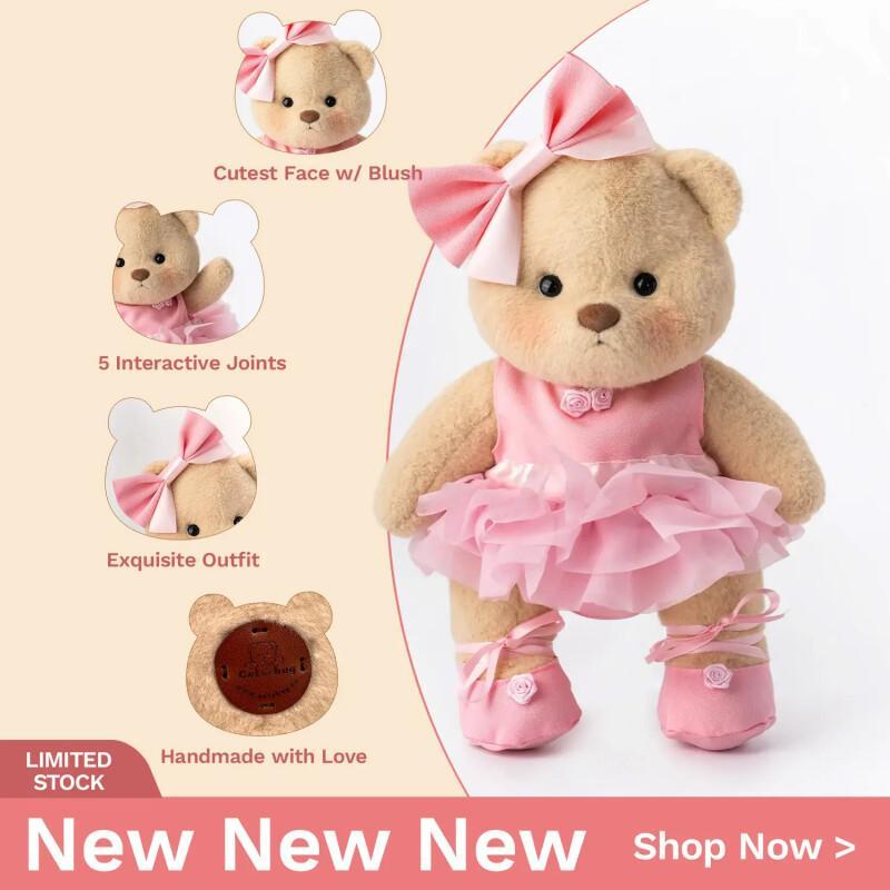 Handmade Jointed Teddy Bear – 12” Poseable Plush