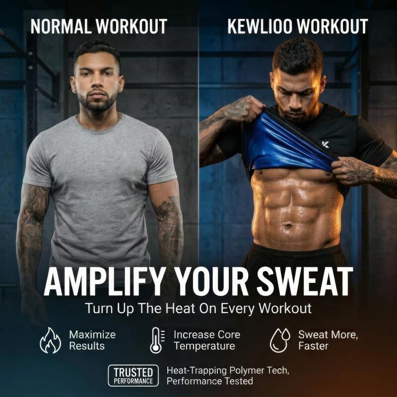 Men’s Heat Trapping Sauna T-Shirt – Compression Sweat-Enhancing Workout Top For Gym, Exercise & Athletic Training