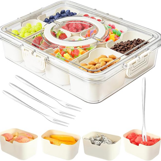 Snackle Box: 8-Compartment Portable Snack Container With Lid