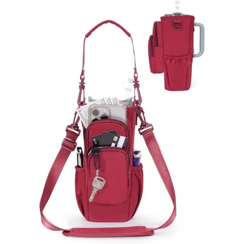 Insulated Water Bottle Carrier – Crossbody Holder With Pocket & Strap