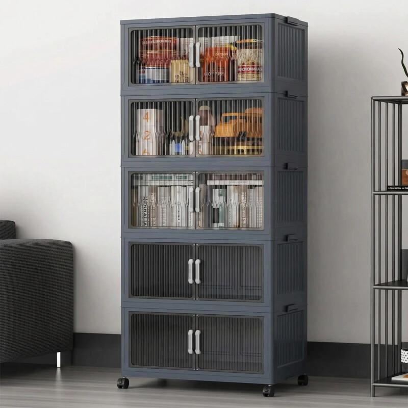 5-Tier Stackable Storage Bins – Collapsible Organizer With Wheels
