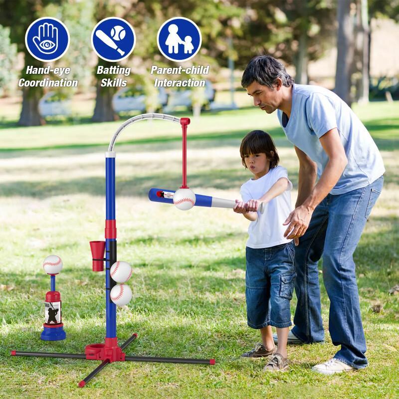 3-in-1 Kids Baseball Set – Tee, Launcher & Hanging Trainer