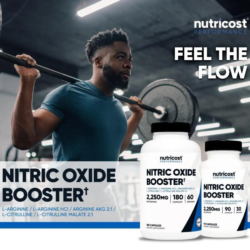 Nitric Oxide Booster Capsules - 2250mg Per Serving - Dietary And Healthcare Supplement