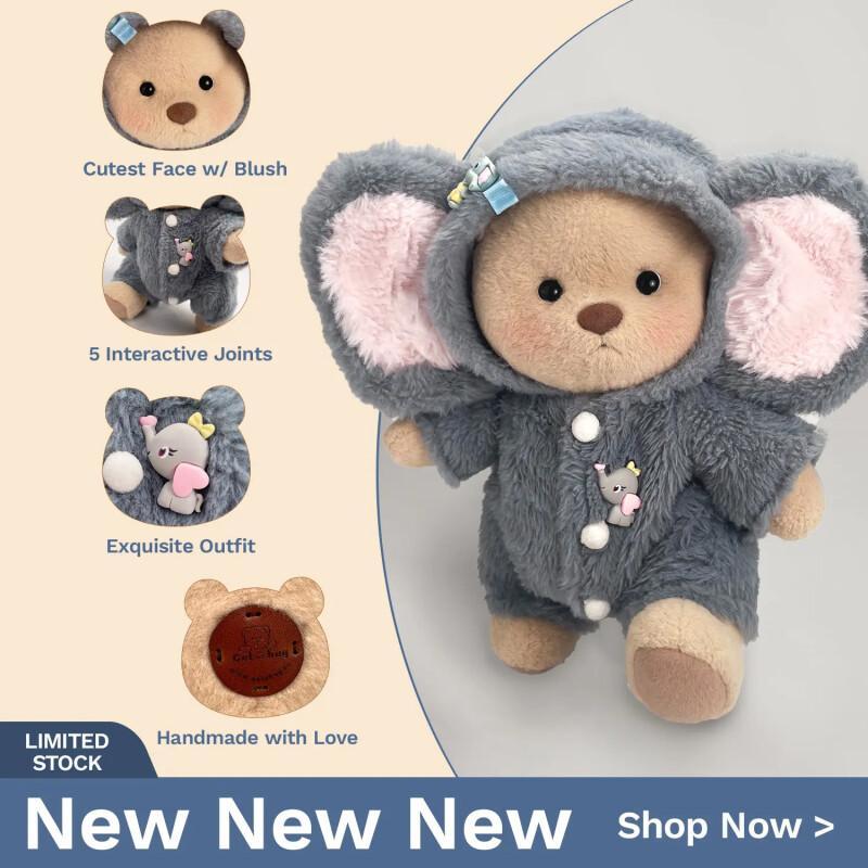 Handmade Jointed Teddy Bear – 12” Poseable Plush