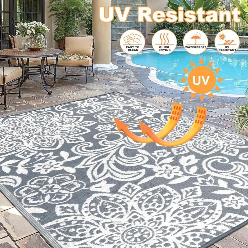 Waterproof Reversible Straw Rug — Heat Insulation For Outdoor Use