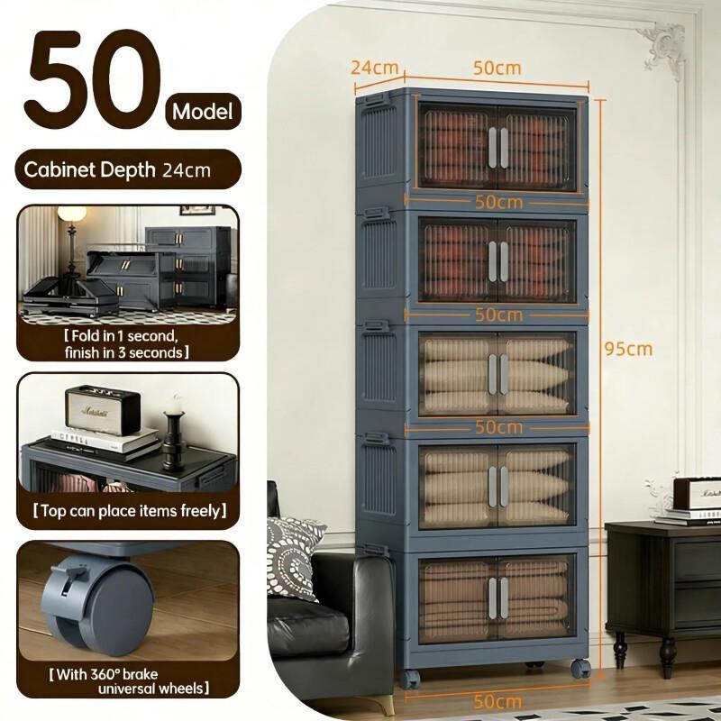 5-Tier Stackable Storage Bins – Collapsible Organizer With Wheels