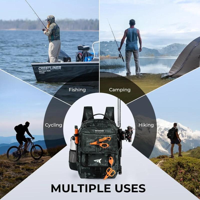 50L Fishing Tackle Backpack – Gear Organizer & Rod Holders
