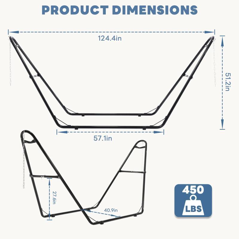 Portable Hammock With Stand – 450LB Steel Frame Outdoor Lounge