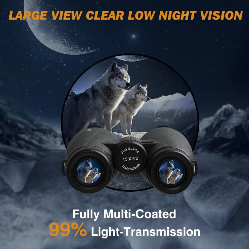 15x52 Binoculars – High Magnification, BAK4 Prism, Large Eyepieces For Bird Watching & Hiking