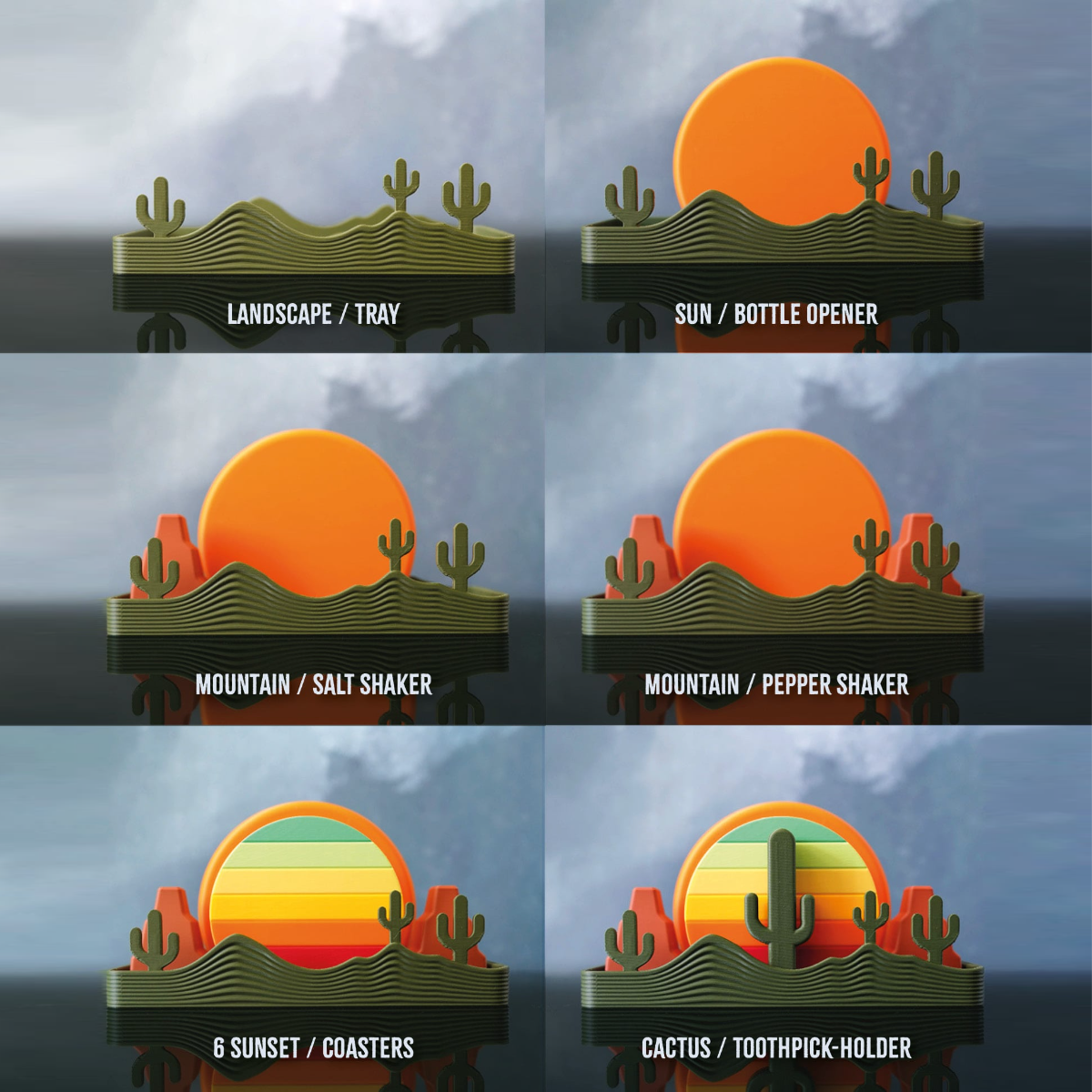 Creative 3D Print Sundowner Coaster Set