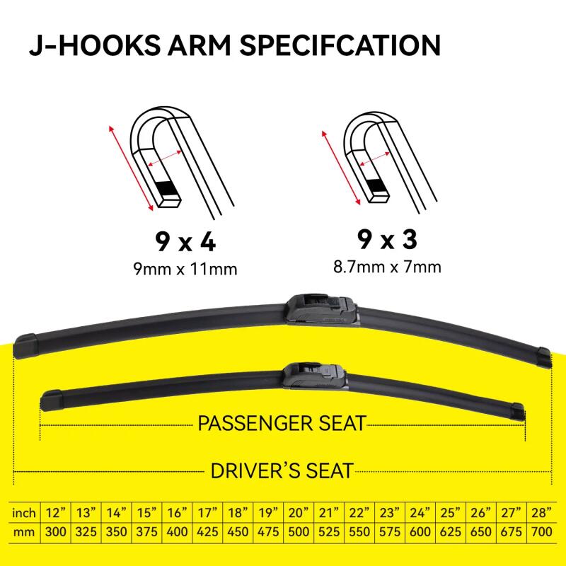 Wiper Blade For Toyota Honda Nissan Hyundai– Premium U-Hook Compatible, Durable & Easy Installation, Fits Multiple Toyota Models Up Car