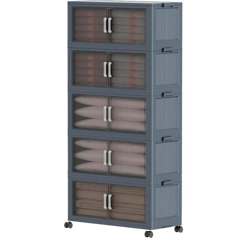 5-Tier Stackable Storage Bins – Collapsible Organizer With Wheels