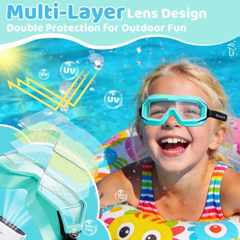 Kids Swim Goggles 2-Pack – Anti-Fog UV Protection (Ages 3–12)
