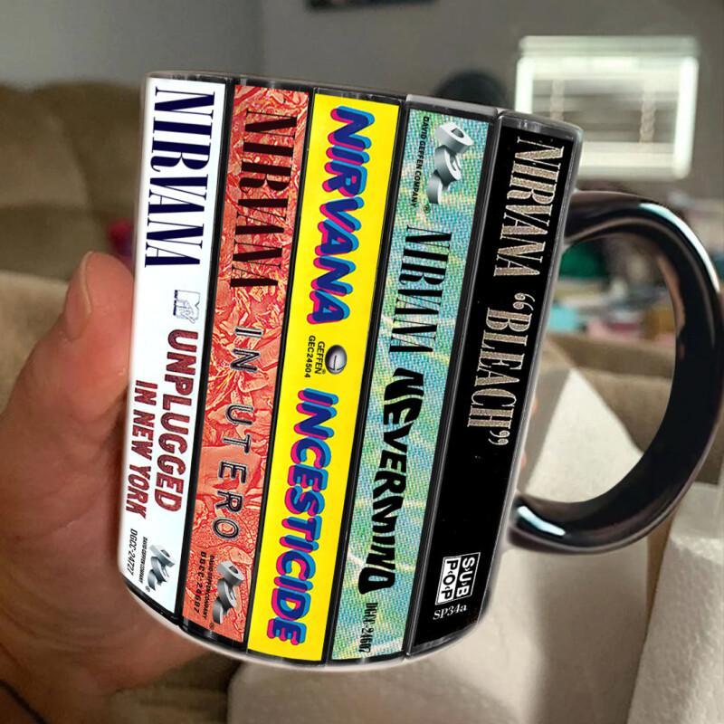 Nirvana Albums Cassette Collection Mug - Retro Music Gift