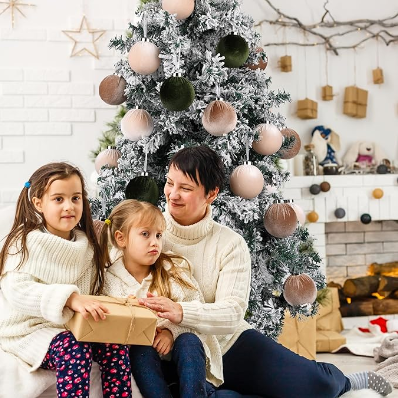 15-Piece Red Velvet Christmas Ball Ornament Set