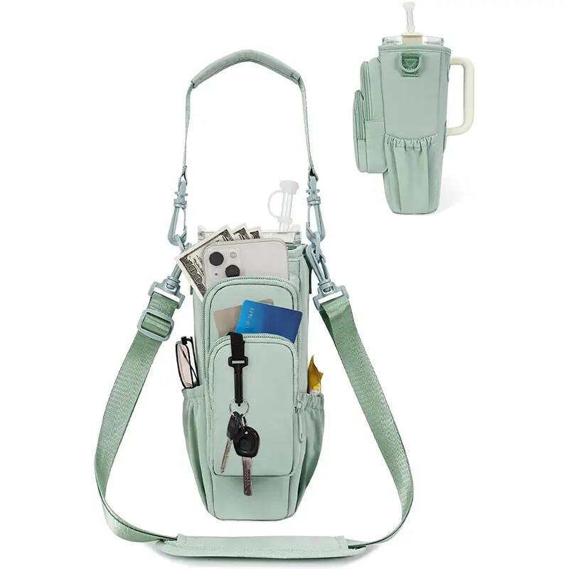 Insulated Water Bottle Carrier – Crossbody Holder With Pocket & Strap
