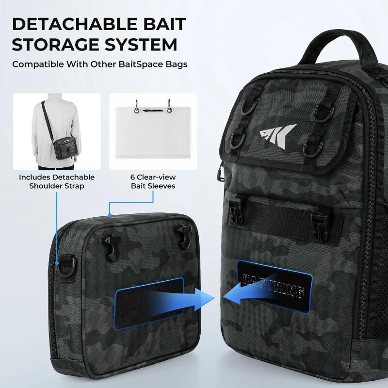 BaitSpace Fishing Sling Bag – Water-Resistant Tackle Storage Backpack With Rod Holder