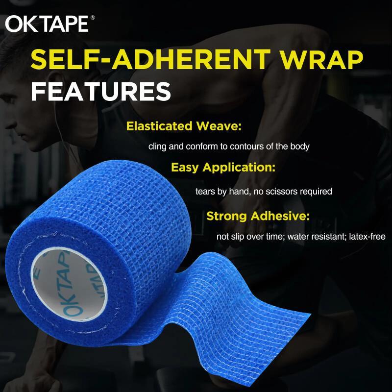 OK TAPE Self Adherent Bandage Wrap 12-Pack – 2" X 5 Yards Non-Woven Vet & Sports Wrap