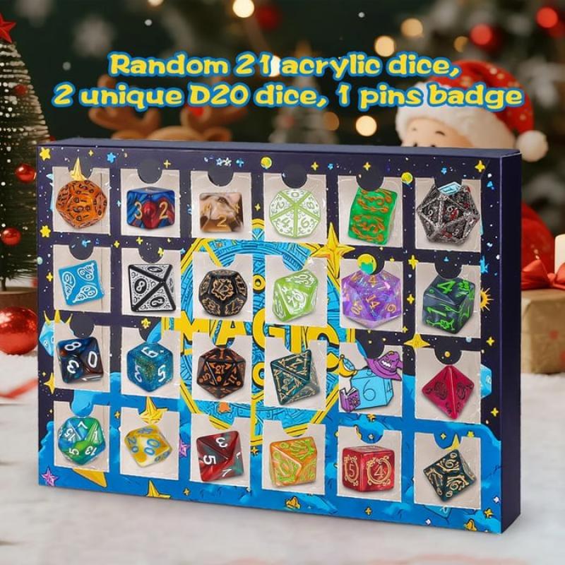 Christmas Dice Advent Calendar For 2025 With 24 Holes & Badges