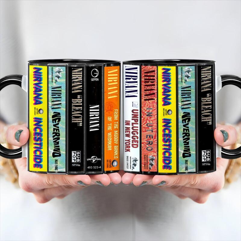 Nirvana Albums Cassette Collection Mug - Retro Music Gift