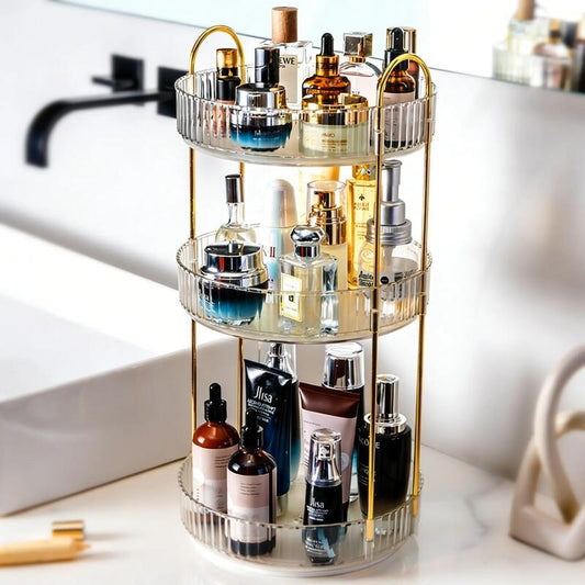 Rotating Makeup Organizer – Large Capacity Acrylic Storage