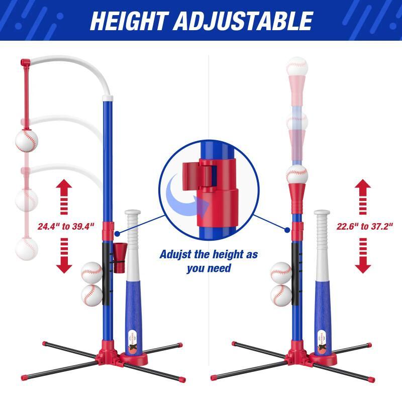 3-in-1 Kids Baseball Set – Tee, Launcher & Hanging Trainer