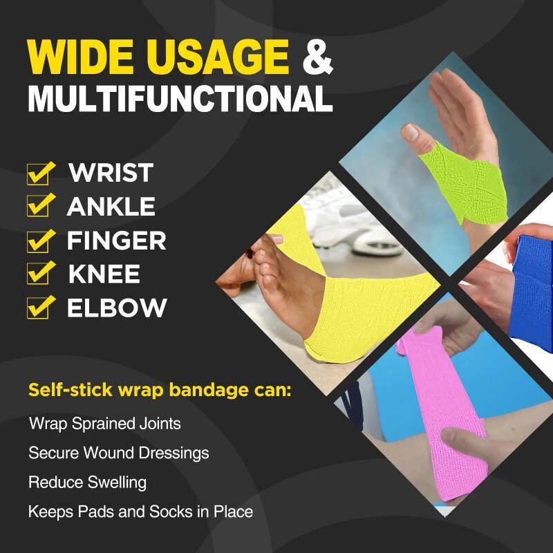 OK TAPE Self Adherent Bandage Wrap 12-Pack – 2" X 5 Yards Non-Woven Vet & Sports Wrap